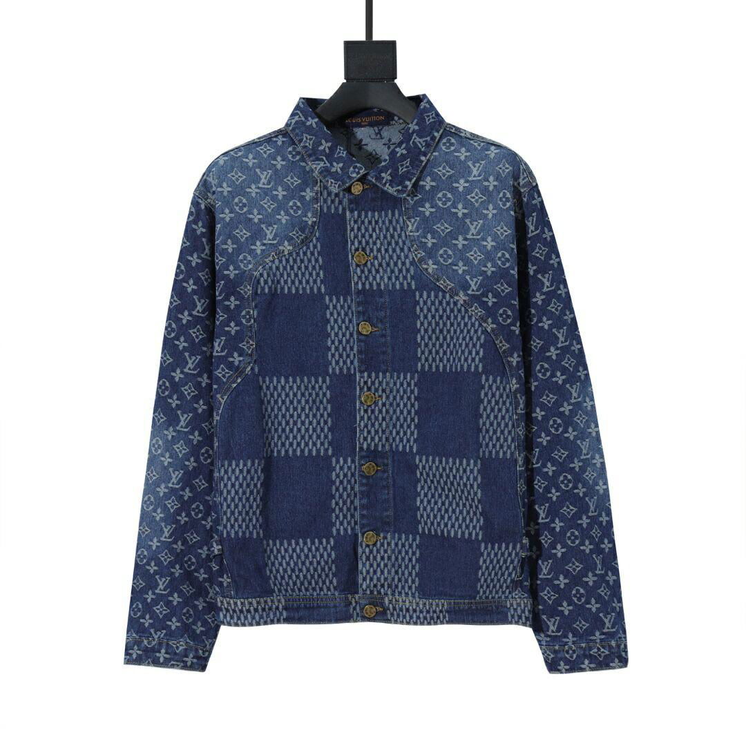     iant damier waves monogram denim jacket     acket 