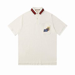      latest short sleeve high quality Polo shirt pocket embroidered double G