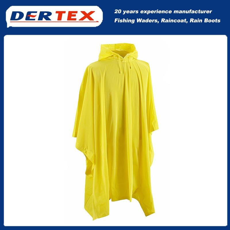 Wholesale Plus Size  Outdoor PVC Coating Raincoat with Hoods 3
