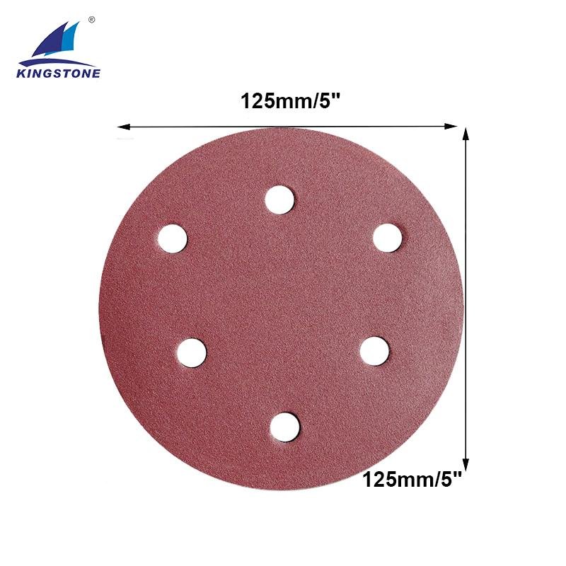 K168 5 inch 6 holes red aluminum oxide abrasive sandpaper disc 2