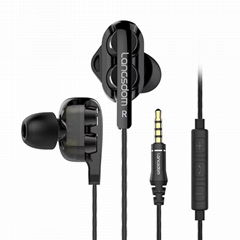 Heavy subwoofer quad-core dual moving-coil headphone in-ear earplugs