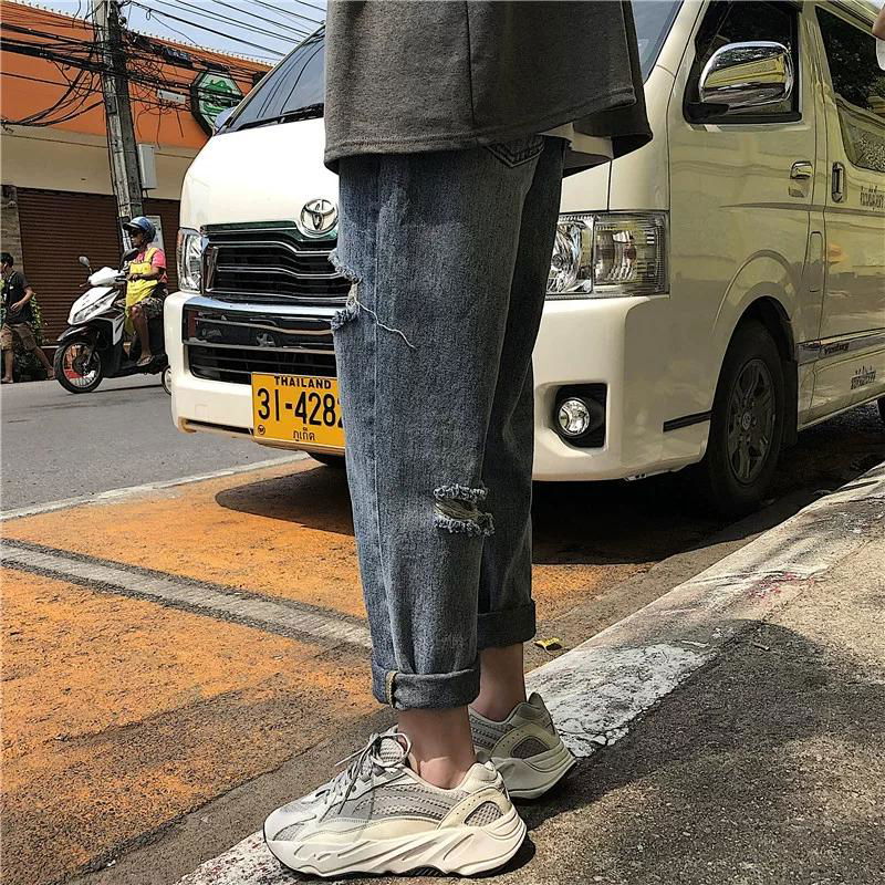 New Korean style ins fashion personality holes in 2019 summer jeans women beggar 3