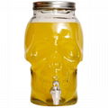 4L SKULL GLASS BEVERAGE DISPENSER WITH LID AND TAP