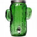 4L GREEN CACTUS GLASS BEVERAGE DISPENSER