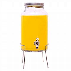 5.5L PLAIN  GLASS BEVERAGE DISPENSER WITH SLIVER RACK