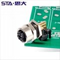 8pin X code PCB M12 angle connector mate with CAT6A network cabel high transmiss