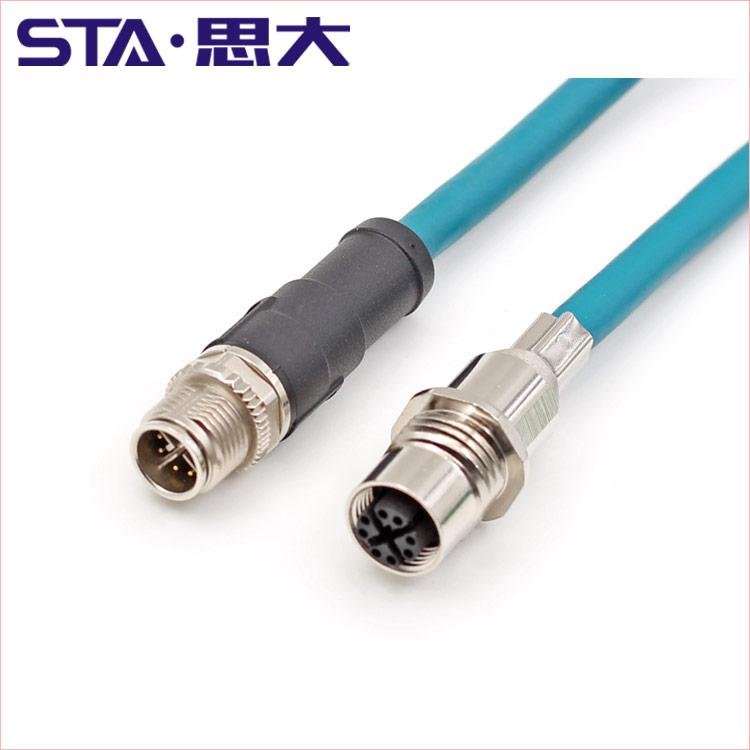 KEERSHEG M12 X Coding Connector 8Pin Male to RJ45 Cat 6A SFTP 26AWG 4PR PUR 