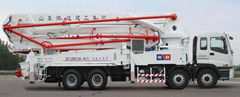 Concrete pump with boom