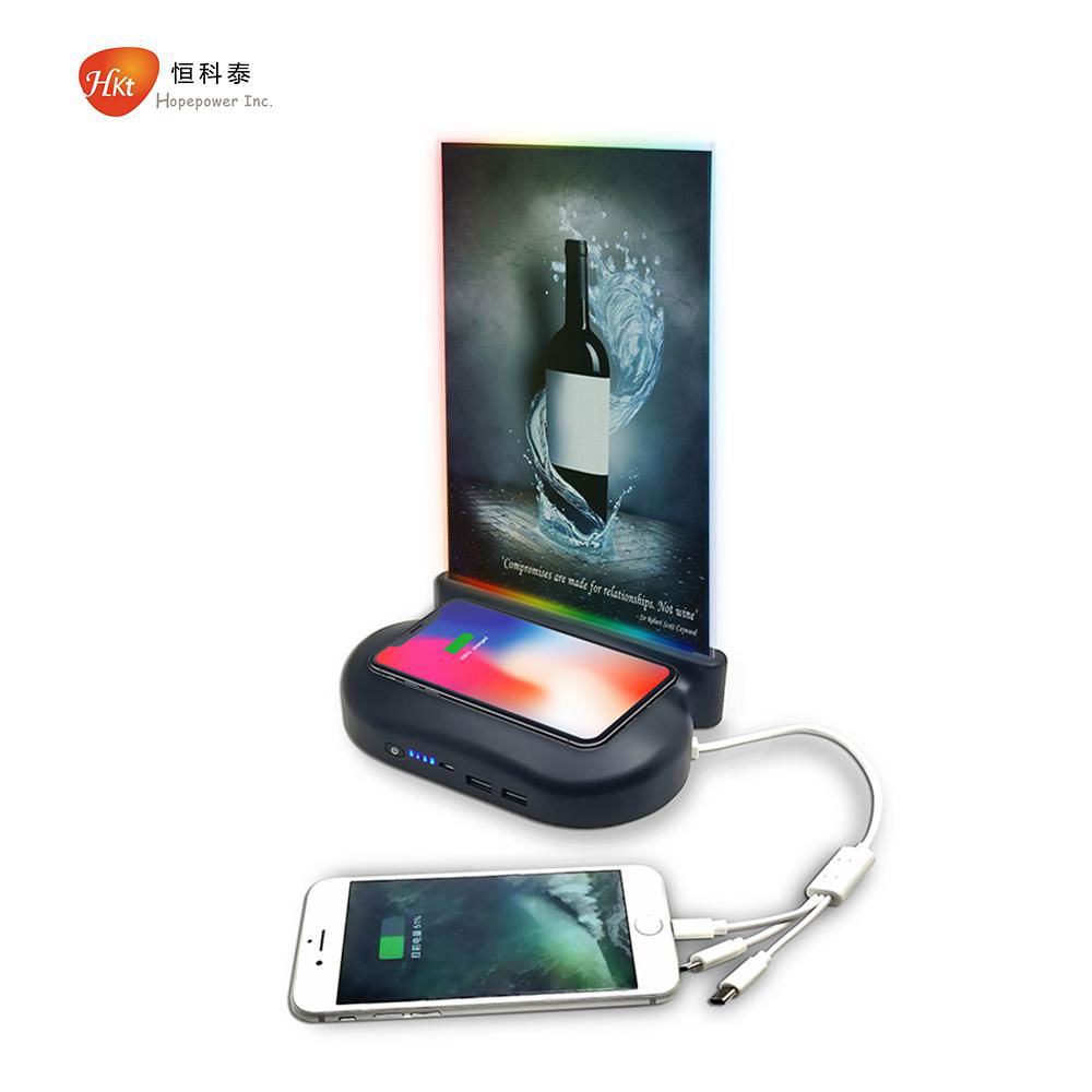 2019 high capacity 10000/15000/20000mah wireless menu power bank restaurant coff 3