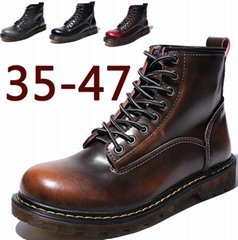 Cowhide large Martin boots mens retro tooling boots British boots