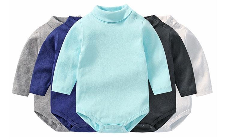 Hot sale baby clothes newborn long sleeve turtleneck bodysuits 2