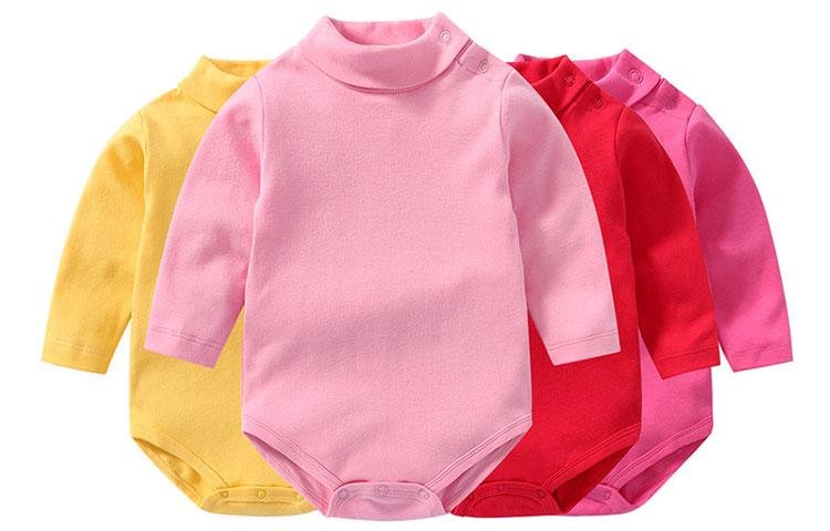 Hot sale baby clothes newborn long sleeve turtleneck bodysuits 4