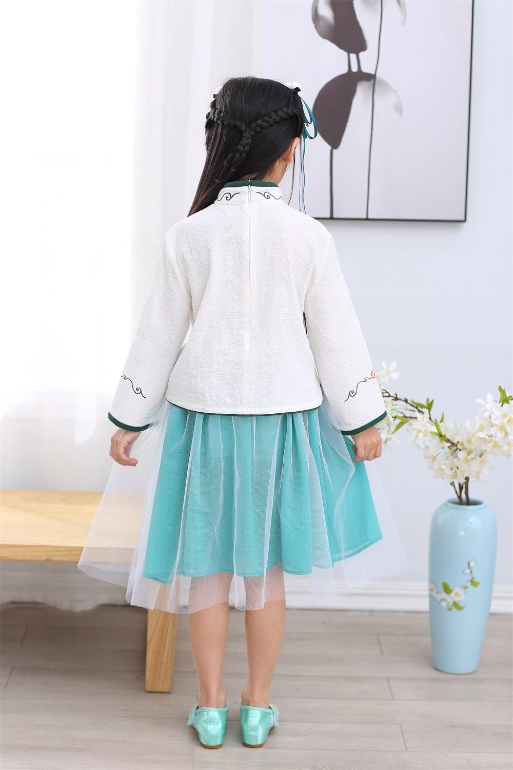 Cheap hot sale girl Tang suits children Hanfu Chinese traditional embroidered cl 3