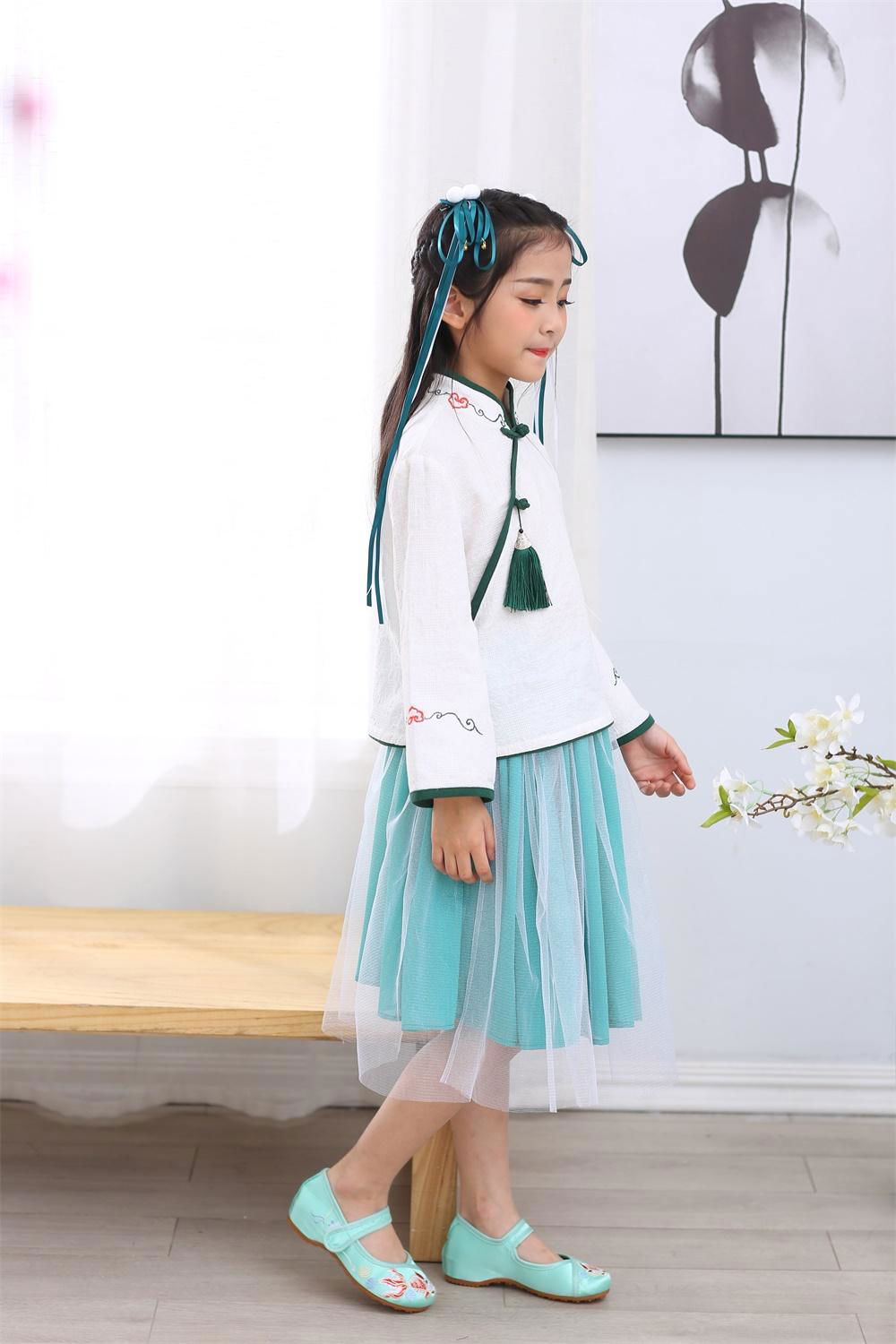 Cheap hot sale girl Tang suits children Hanfu Chinese traditional embroidered cl 4