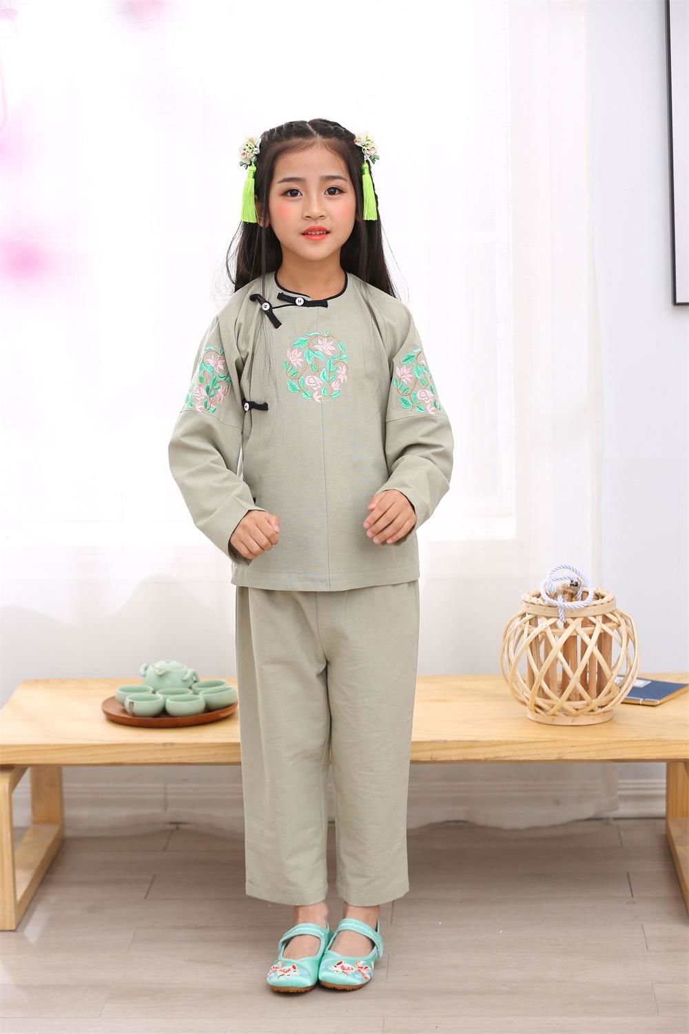 Wholesale girl summer children ethnic style Hanfu retro chinese traditional paja