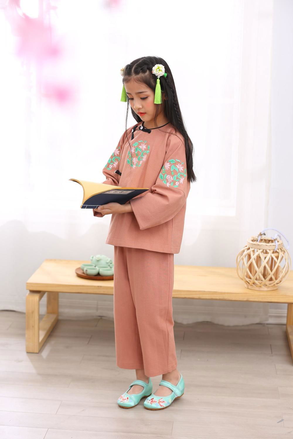 Wholesale girl summer children ethnic style Hanfu retro chinese traditional paja 4