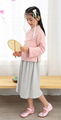 Girl summer embroidered cotton long sleeve mandarin colar two piece sets Chinese 2