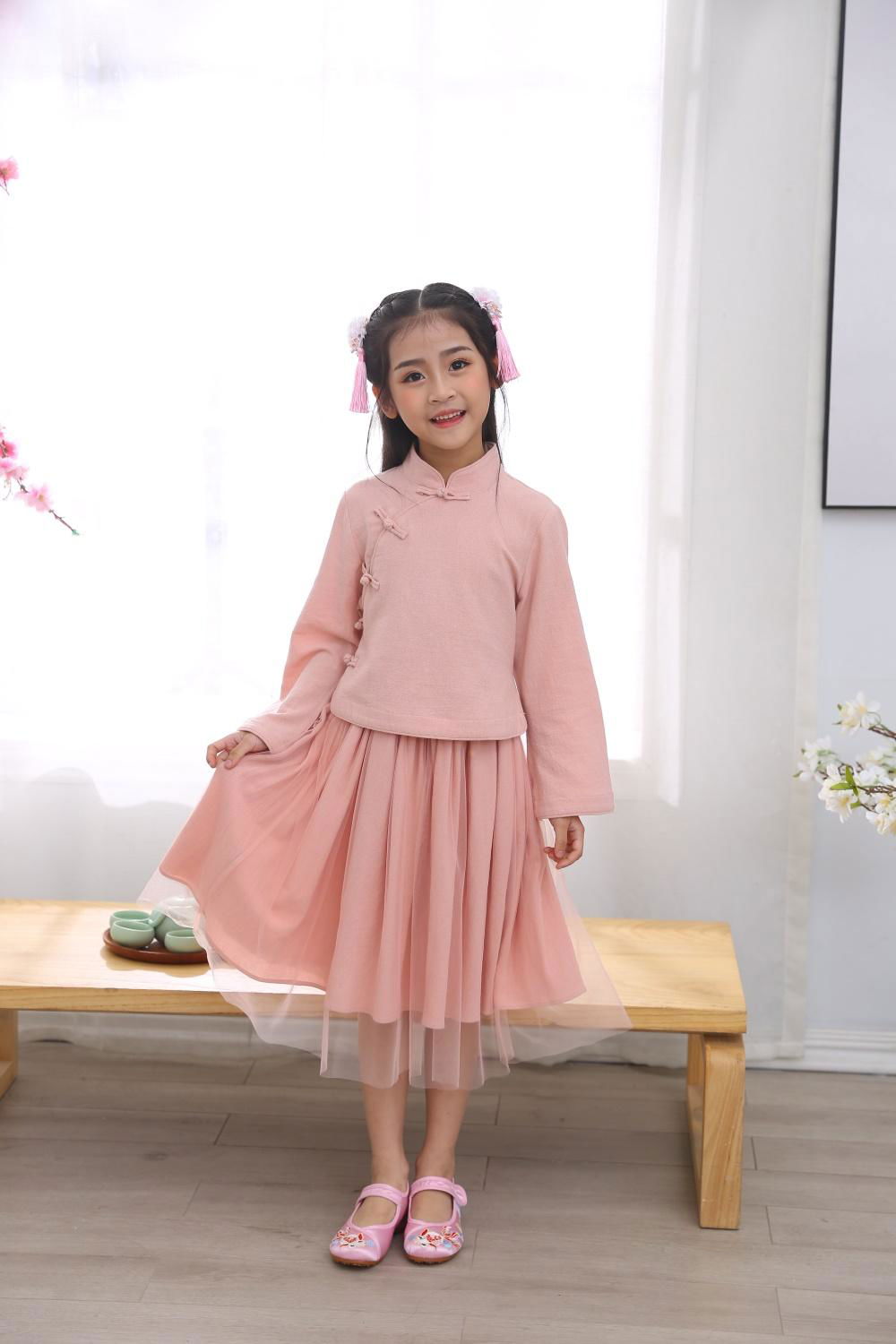 Cheap hot sale girl Tang suits children Hanfu Chinese traditional embroidered cl