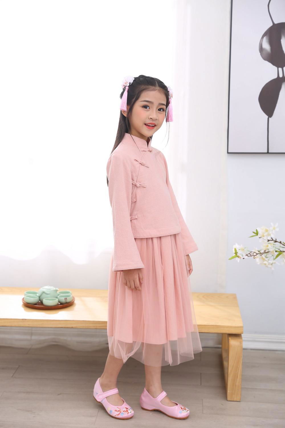 Cheap hot sale girl Tang suits children Hanfu Chinese traditional embroidered cl 2