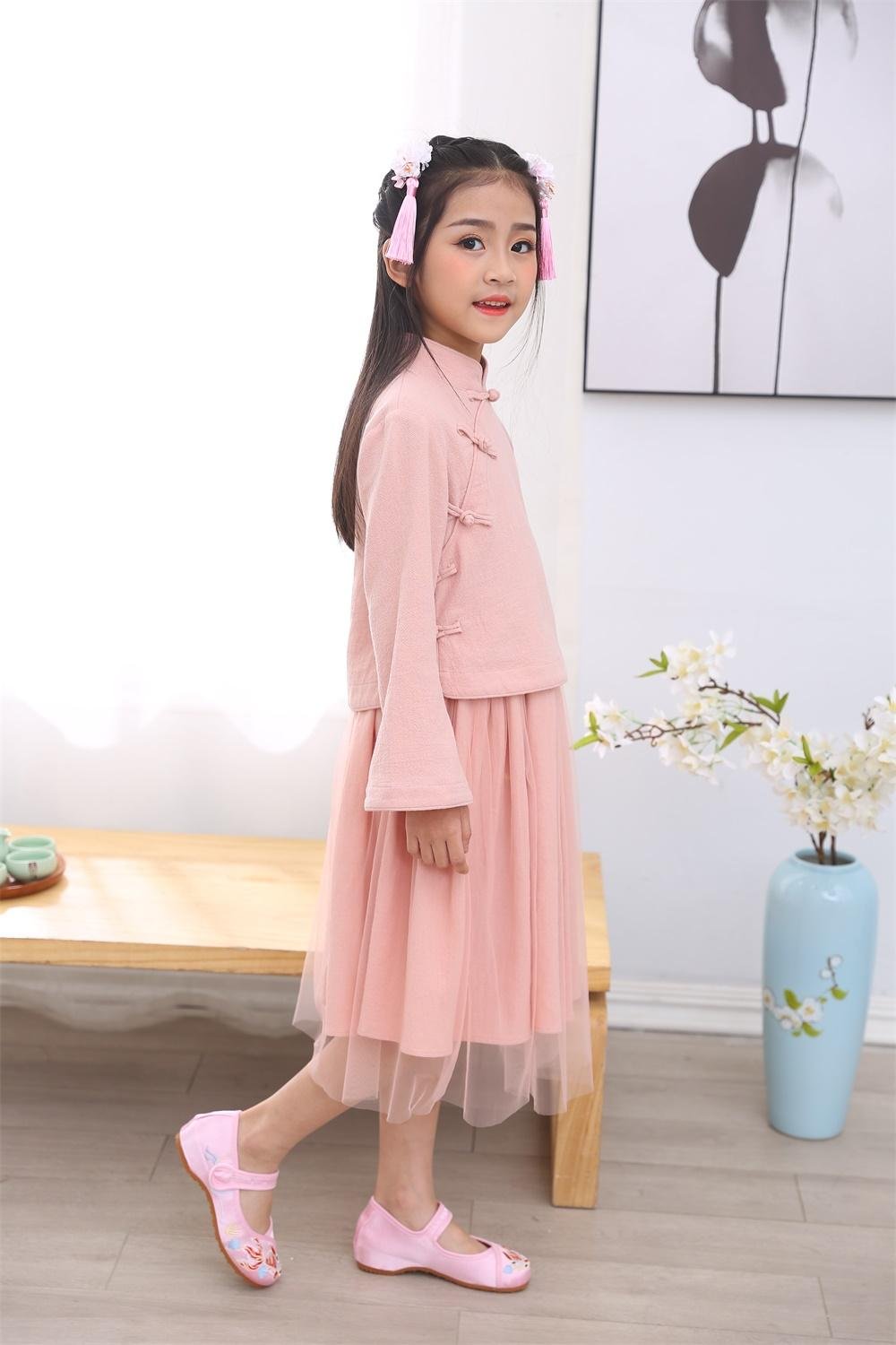 Cheap hot sale girl Tang suits children Hanfu Chinese traditional embroidered cl 4