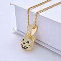 Iced out AAA+ Cubic Zirzonia Stone Cute Emoji Charm Necklace Collier Hiphop