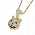 Iced out AAA+ Cubic Zirzonia Stone Cute Emoji Charm Necklace Collier Hiphop 3