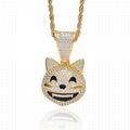 Iced out AAA+ Cubic Zirzonia Stone Cute Emoji Charm Necklace Collier Hiphop 5