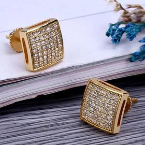 Real Jewelry Wholesale Dainty Earrings Hip Hop Fashion 2018 Earring Gold Plated 