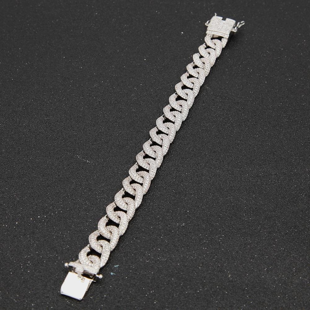 gold silver chain thin 12mm chain bracelet cubic zirconia cuban chain Bracelet 2