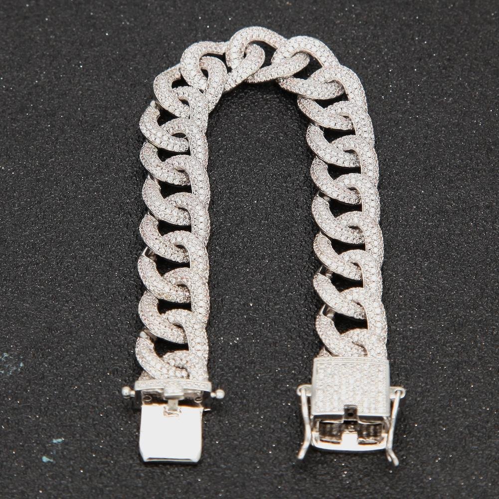 gold silver chain thin 12mm chain bracelet cubic zirconia cuban chain Bracelet