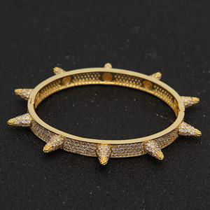 Wire Gold Color Cuff Bangle Copper Zircon Twist Thorns Bracelets  4