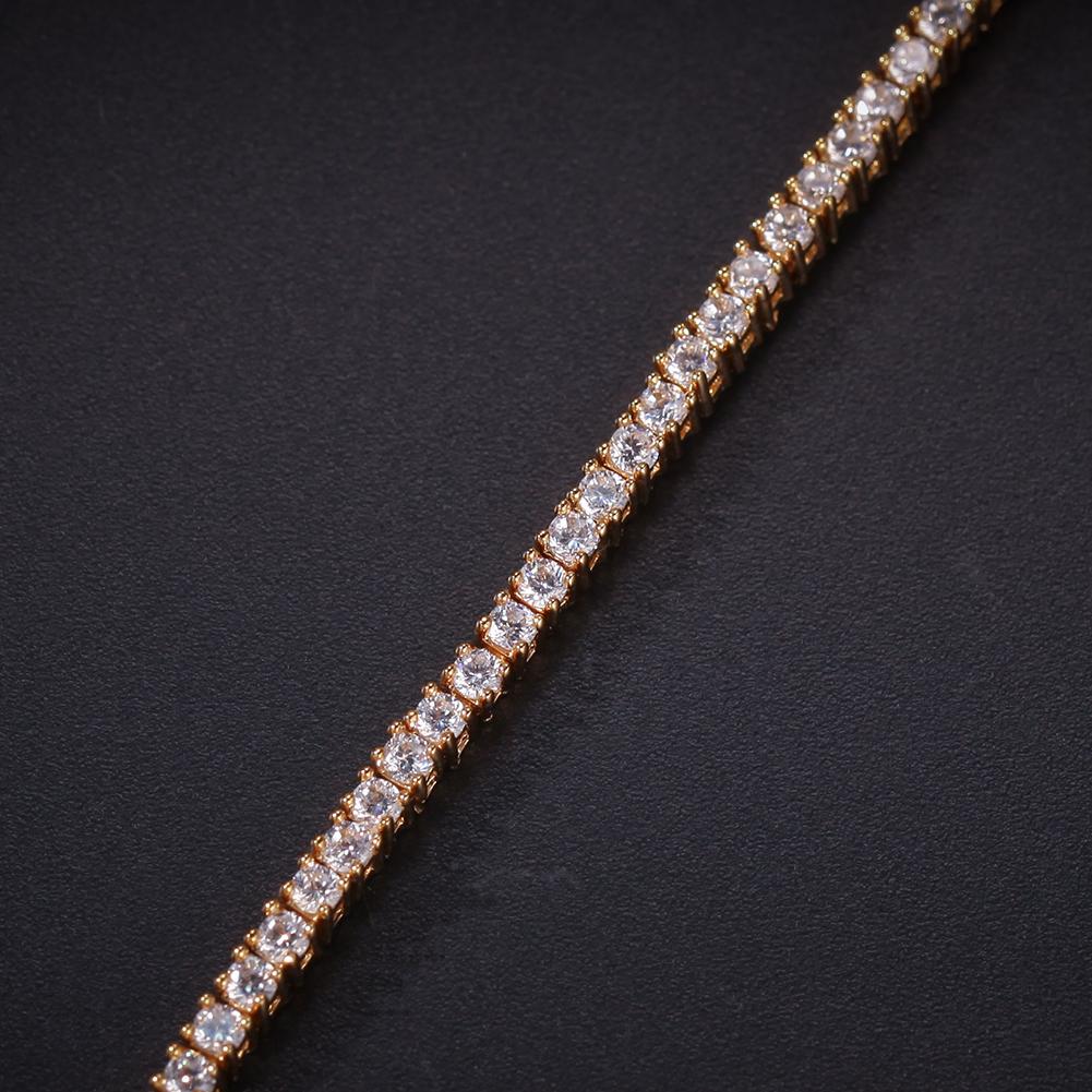 Health Zircon Main Stone 2mm Iced out 18k gold chain Tennis Bracelets