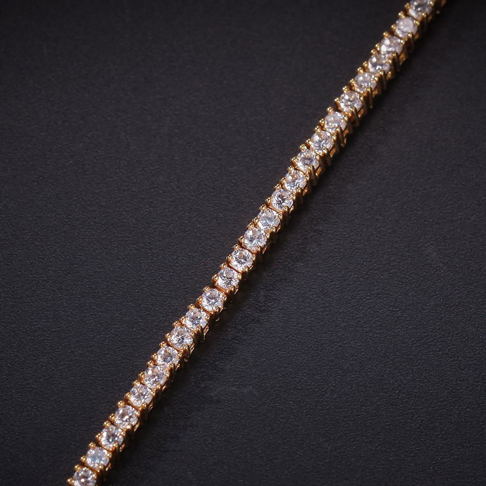 Health Zircon Main Stone 2mm Iced out 18k gold chain Tennis Bracelets 4