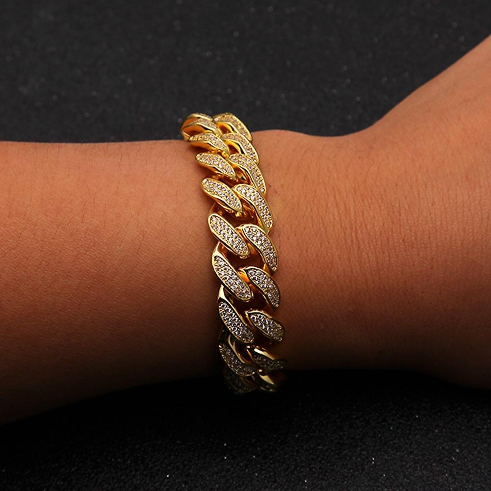 Jewelry Male Hiphop Gold Jewelry Chain Bracelet Fine AAA Cubic Zircon Bangle 