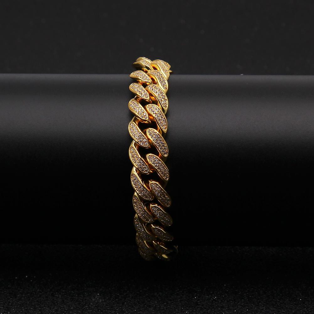 Jewelry Male Hiphop Gold Jewelry Chain Bracelet Fine AAA Cubic Zircon Bangle  3