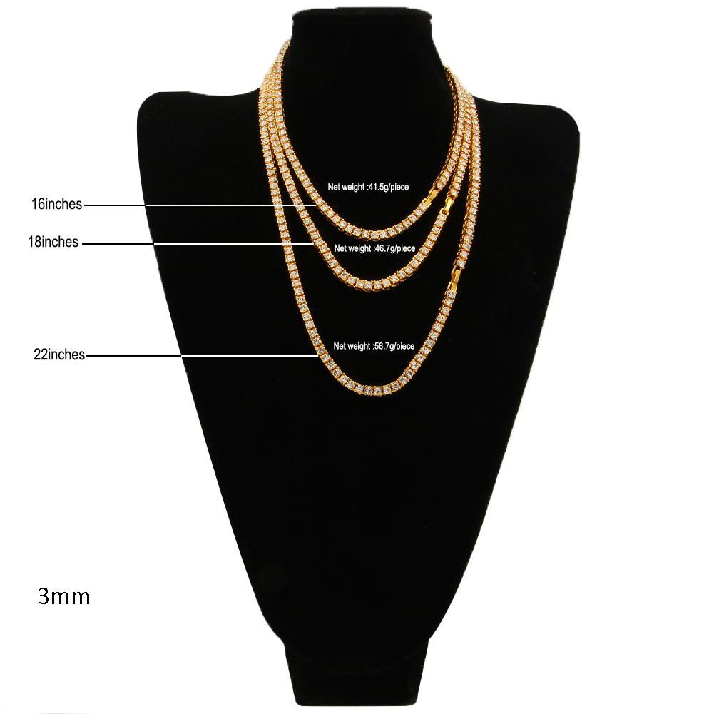 Hip Hop 14k 18K Gold CZ Men's Stainless Steel Diamond Tennis Chain Necklace 4