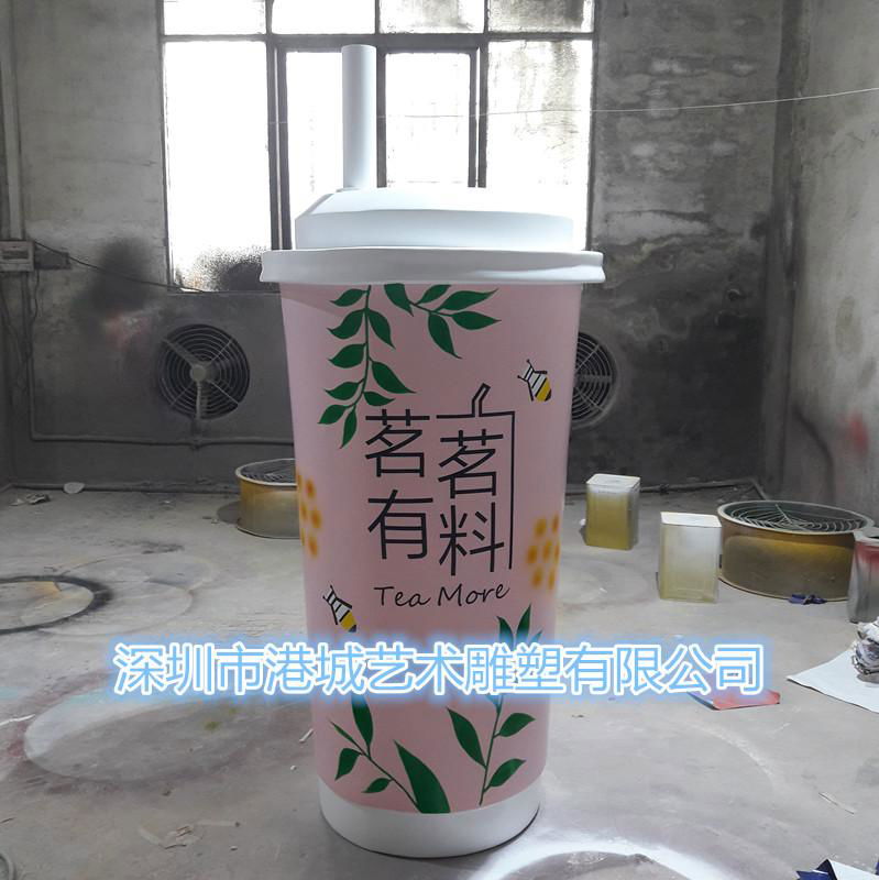 瓶子杯子造型玻璃鋼奶茶杯雕塑擺件 2