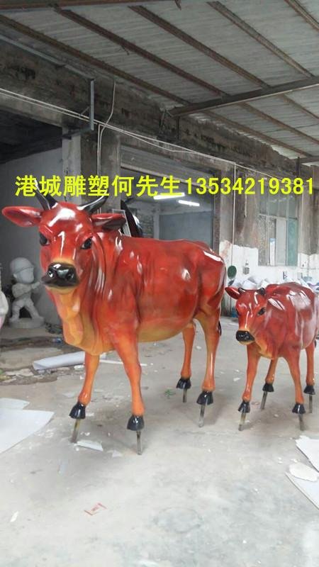 景區入口仿真動物玻璃鋼黃牛大水牛開荒牛雕塑 4
