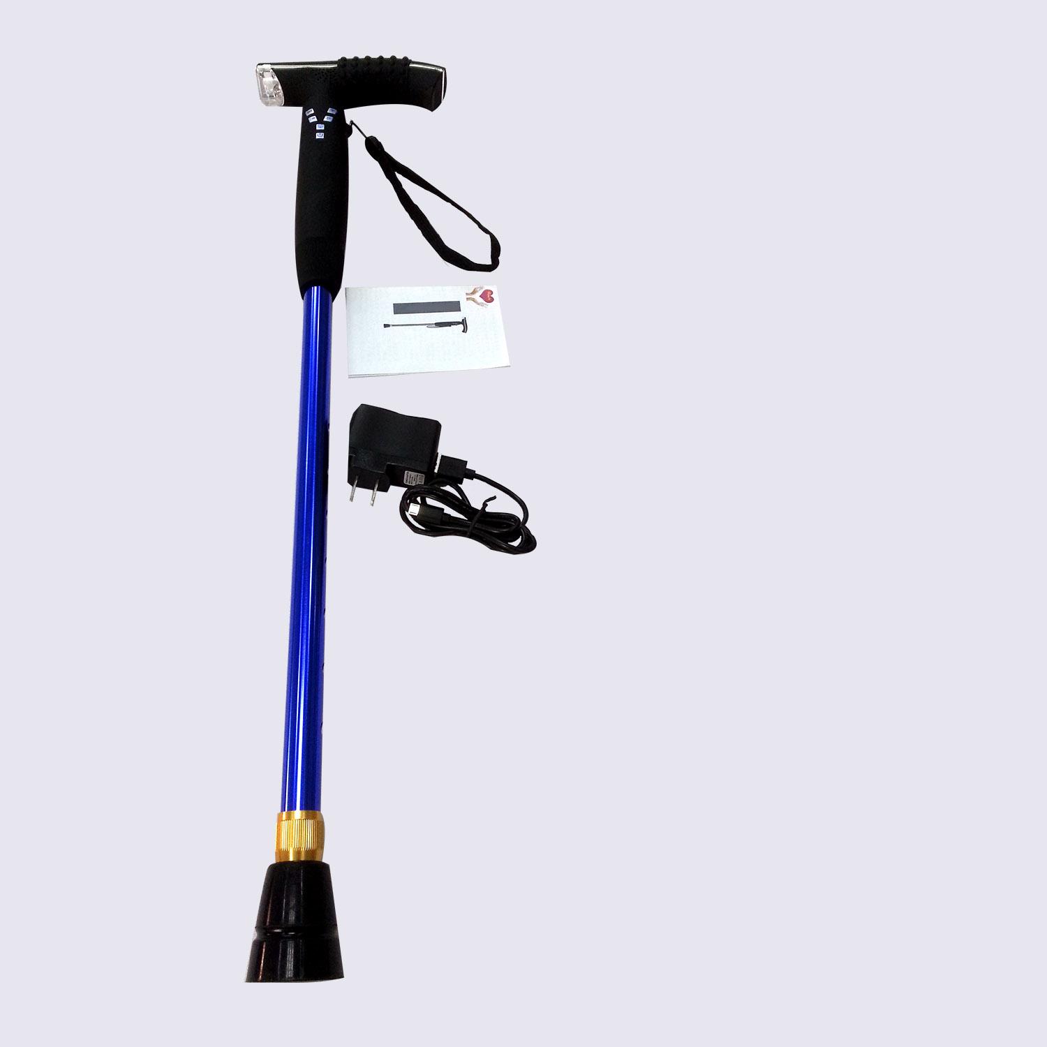 LED Light Flashing Alarm FM Radio Adjustable Walking Stick 5