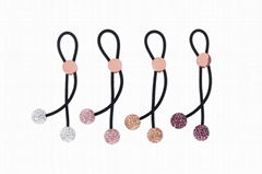 Sliding Hair Ties Ponytail Holders Elastic Hair Cord Rose Gold Knot Crystal Ball