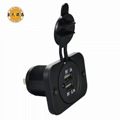 Dual USB Car Charger Socket Power Outlet Port for Car Boat Marine Rv Mobile