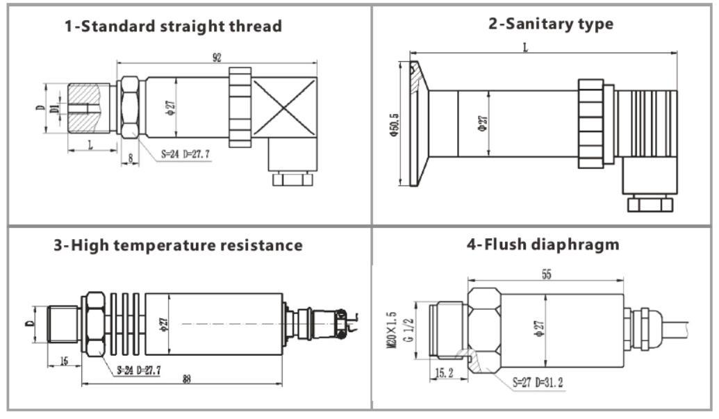 Dyb4212 Sanitary Type Hydraulic Oil Air Vacuum Pressure Sensor Pressure Transmit 3