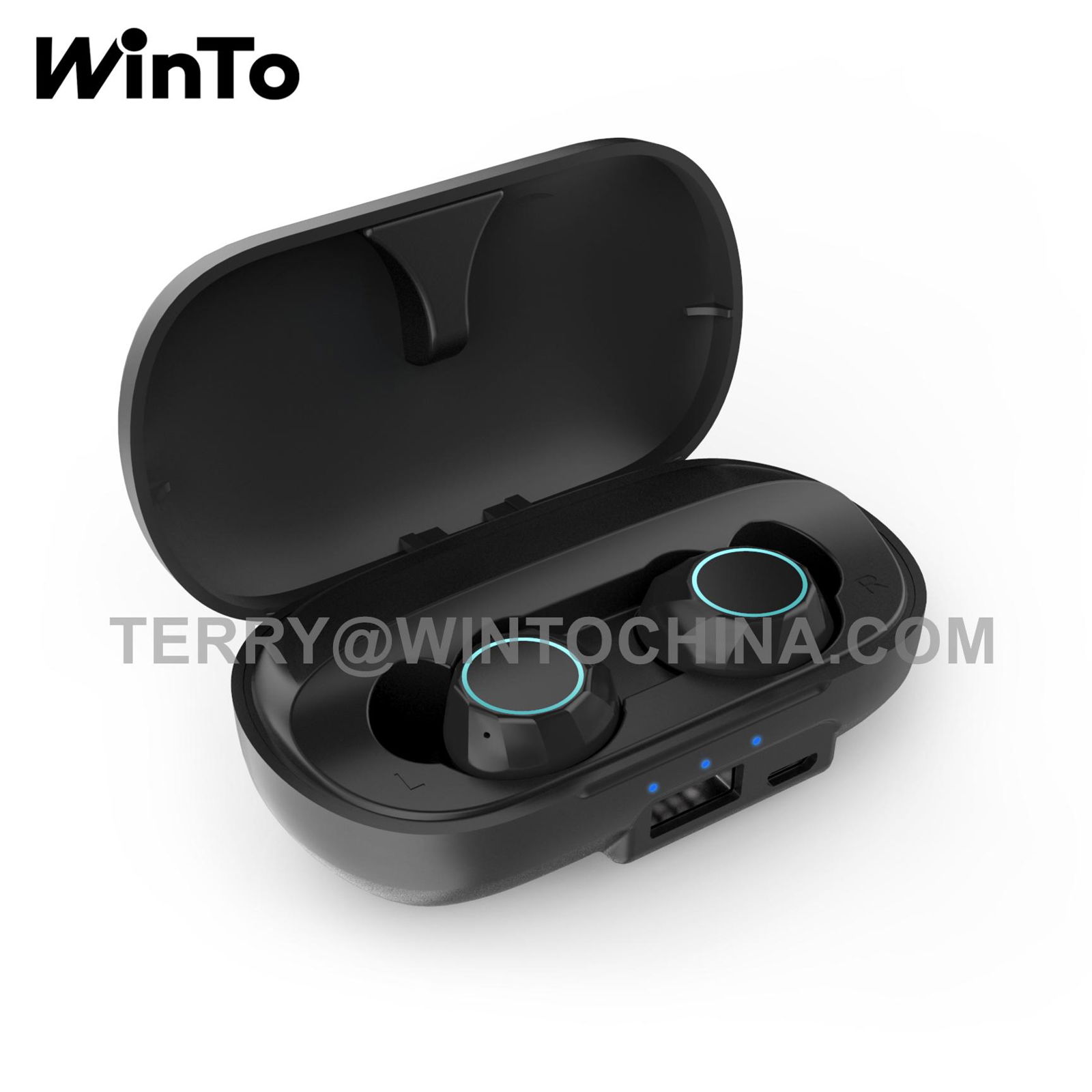 Bluetooth Headphone with 2600mAh Charging Case USB Port BT 5.0 Wireless Earphone