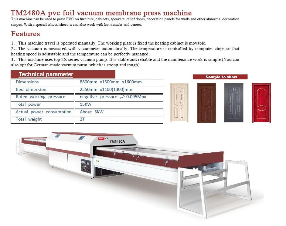 TM2480A wood door pvc foil vacuum membrane press machine 