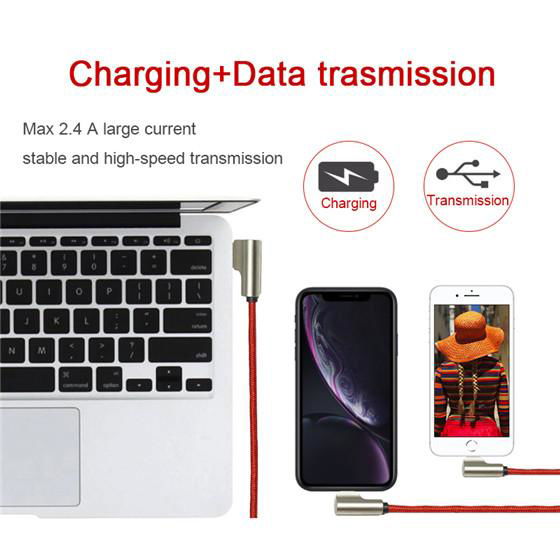 Charging+Data Double 90 Degree Elbow USB Cable for IOS 5