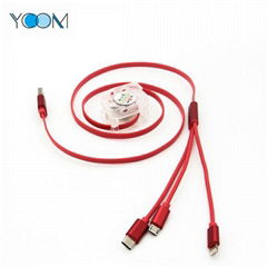 Telescopic Type 3 in 1 USB Charging Data Cable