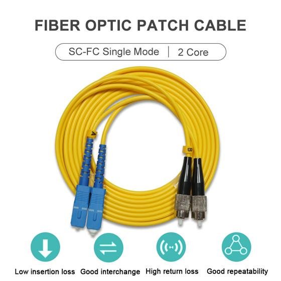SC-FC 2 Core Single Mode Fiber Optic Patch Cable