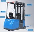 3-wheel seated type electric forklift model KLA-B capacity 0.8t or 1.2t 2