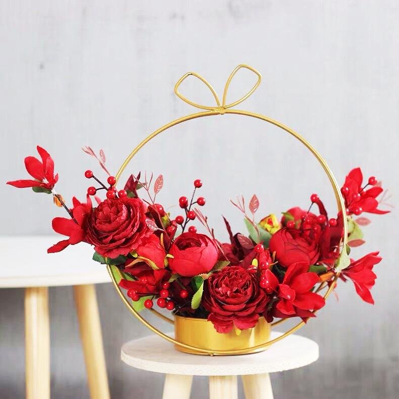 Decorative Flower Basket Metal Table Centerpiece Wedding Flower Pot Holders  3