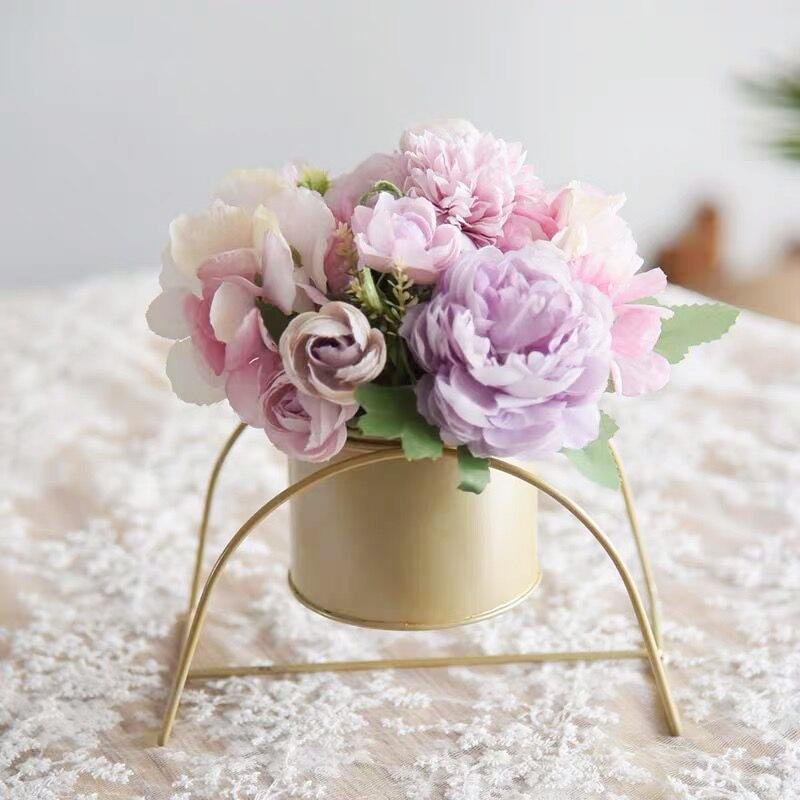 Decorative Flower Basket Metal Table Centerpiece Wedding Flower Pot Holders  4